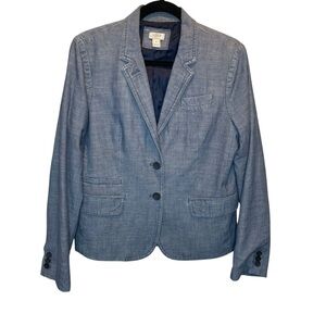 J.Crew Factory Schoolboy Blazer Coat Jacket Light Chambray Blue Size 12